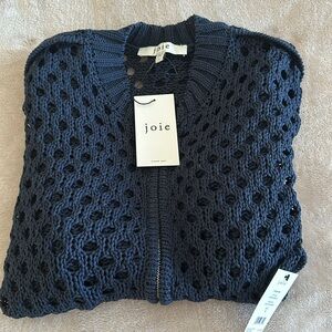 JOIE “STUNNING” NEWARK Navy Zip “Blazer/Cardigan Sweater. Size Large BNWT